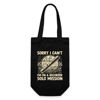 Sorry I Can't I'm On A Recorder Solo Mission Music - Gift Bag for Bottles - black - Front