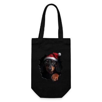 Hundebesitzer Hunde Weihnachten Weihnachts Hund - Geschenkbeutel für Flaschen - Schwarz - Vorne