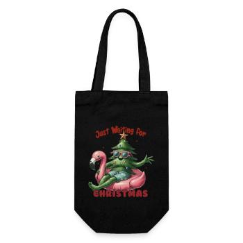 Relaxed waiting for Christmas with flamingo - Gift Bag for Bottles - black - Front