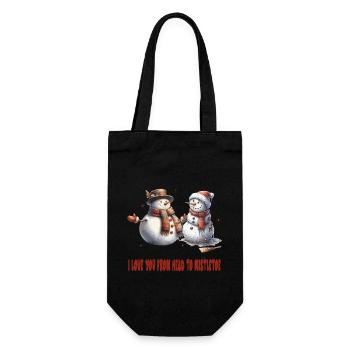 Liebe Dich Vom Kopf Bis Mistelzweig Schneemann - Geschenkbeutel für Flaschen - Schwarz - Vorne