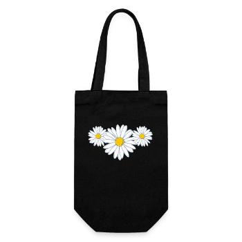 Schöne Gänseblümchenblüte Beautiful Daisy Flower - Geschenkbeutel für Flaschen - Schwarz - Vorne