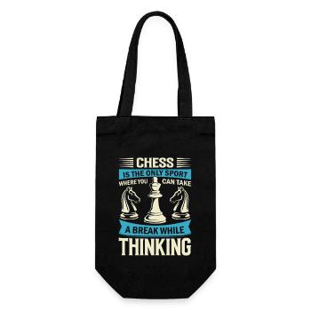 Schach ist die einzige Sportart, bei der man eine Pause einlegen kann - Geschenkbeutel für Flaschen - Schwarz - Vorne