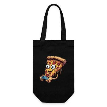 Funny Fast Food Gaming Pizza Gamer Gamer Gaming - Gift Bag for Bottles - black - Front
