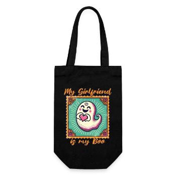 My girlfriend is my boo ghost love - Gift Bag for Bottles - black - Front