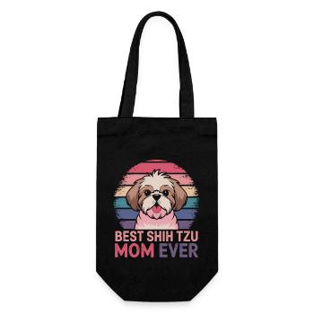 Shih Tzu Spruch Mama Lustiges Shih Tzu Geschenk - Geschenkbeutel für Flaschen - Schwarz - Vorne