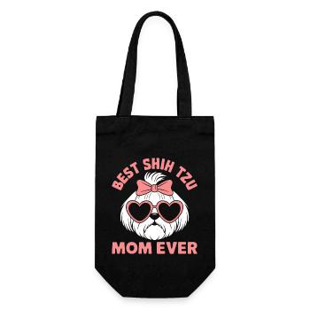 Shih Tzu Saying Mom Funny Shih Tzu Gift - Gift Bag for Bottles - black - Front