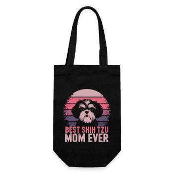 Shih Tzu Saying Mom Funny Shih Tzu Gift - Gift Bag for Bottles - black - Front