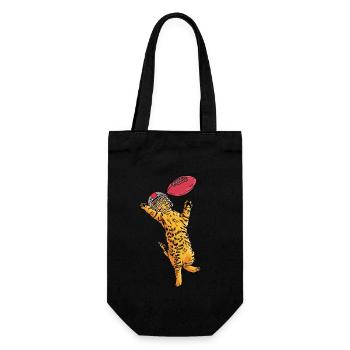 Sport Rugby Footballer Cat Football - Gift Bag for Bottles - black - Front