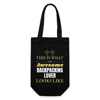 So sieht ein toller Backpacking-Liebhaber aus li - Geschenkbeutel für Flaschen - Schwarz - Vorne