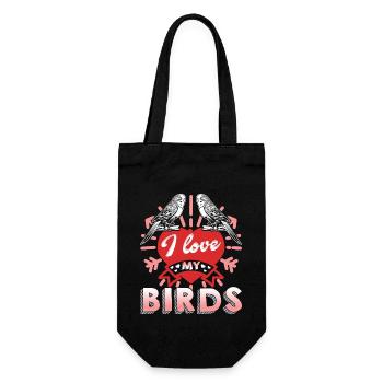 Parakeet I Love My Birds - Gift Bag for Bottles - black - Front