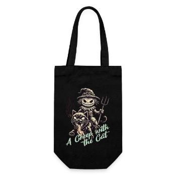Balade effrayante avec le chat Halloween - Sac à bouteille - noir - Devant