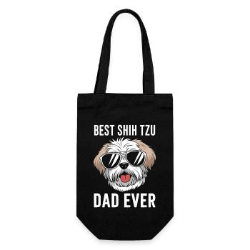 Shih Tzu Spruch Papa Lustiges Shih Tzu Geschenk - Geschenkbeutel für Flaschen - Schwarz - Vorne