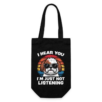 Shih Tzu Spruch Hunde Lustiges Shih Tzu Geschenk - Geschenkbeutel für Flaschen - Schwarz - Vorne