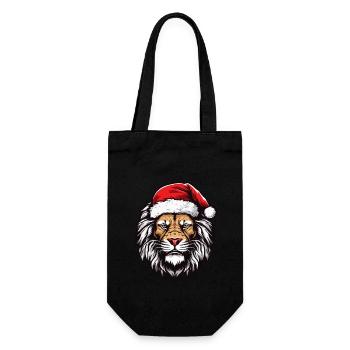 Löwe Kopf Weihnachten Portät - Geschenkbeutel für Flaschen - Schwarz - Vorne