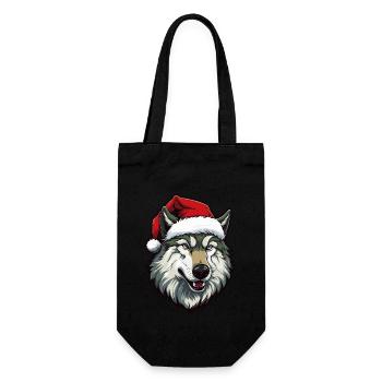 Wolf Kopf Weihnachten Portät - Geschenkbeutel für Flaschen - Schwarz - Vorne