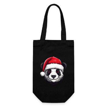 Panda Head Christmas Portrait - Gift Bag for Bottles - black - Front