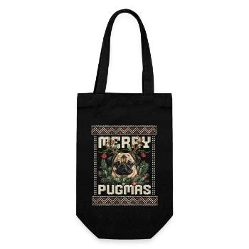 Merry Pugmas Mops Ugly Christmas Design - Geschenkbeutel für Flaschen - Schwarz - Vorne