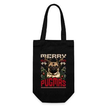 Pug Ugly Christmas Sweater Merry Pugmas Style - Gift Bag for Bottles - black - Front