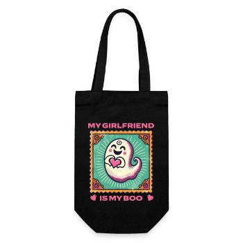 Meine Freundin Ist Mein Boo Geist - Geschenkbeutel für Flaschen - Schwarz - Vorne