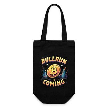 "Bullrun is coming" Bitcoin für Krypto Trader - Geschenkbeutel für Flaschen - Schwarz - Vorne