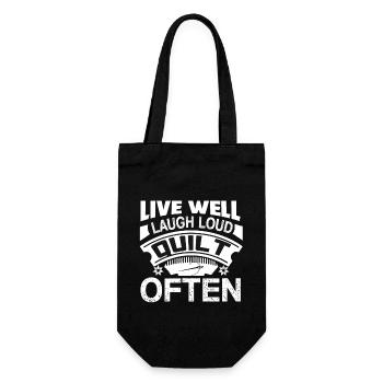Quilting Live Well Laugh Loud Quilt Often - Gift Bag for Bottles - black - Front