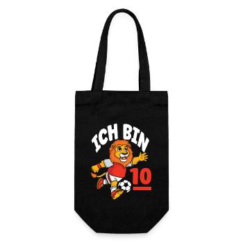 Funny Lion Football I'm 10 Children's Birthday - Gift Bag for Bottles - black - Front