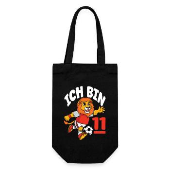 Funny Lion Football I'm 11 Children's Birthday - Gift Bag for Bottles - black - Front