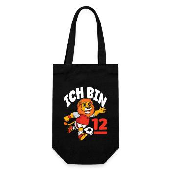 Funny Lion Football I'm 12 Children's Birthday - Gift Bag for Bottles - black - Front