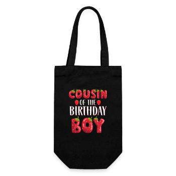 Cousin Of The Birthday Boy Strawberry First Bday - Gift Bag for Bottles - black - Front