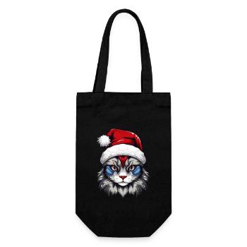 Cat Head Christmas Portrait - Gift Bag for Bottles - black - Front