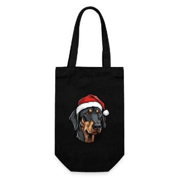 Doberman Hund Kopf Weihnachten Portät - Geschenkbeutel für Flaschen - Schwarz - Vorne