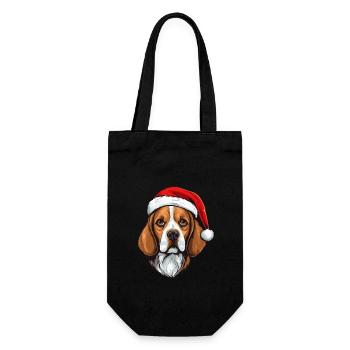 Portrait de Noël tête de chien beagle - Sac à bouteille - noir - Devant