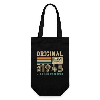 Original geboren 1945 Jahrgang Geburtstagsgeschenk - Geschenkbeutel für Flaschen - Schwarz - Vorne