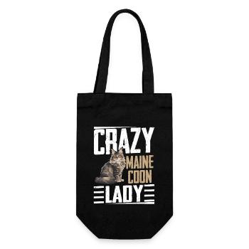 Crazy Maine Coon Lady Mother Kitten Cat - Geschenkbeutel für Flaschen - Schwarz - Vorne