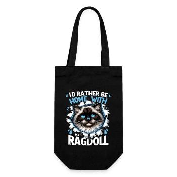 Ich wäre lieber zu Hause bei meinem Ragdoll Ragdolls-Besitzer - Geschenkbeutel für Flaschen - Schwarz - Vorne