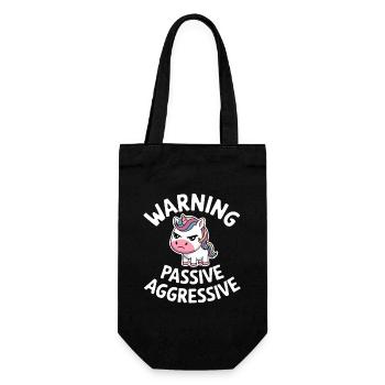 Achtung Passiv Aggressives Einhorn Cartoon - Geschenkbeutel für Flaschen - Schwarz - Vorne
