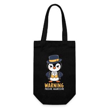Penguin in the Suit - Warning: Passive Aggressive - Gift Bag for Bottles - black - Front