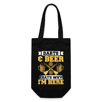 Darts und Bier Darum bin ich hier Dart - Geschenkbeutel für Flaschen - Schwarz - Vorne
