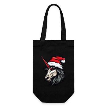 Unicorn Head Christmas Portrait - Gift Bag for Bottles - black - Front