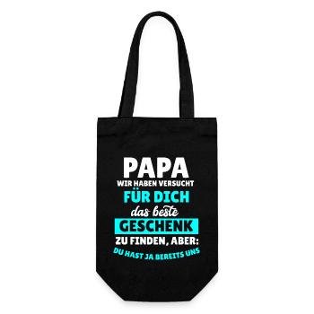 Papa Wir Haben Versucht FurDich Das Beste Geschenk - Geschenkbeutel für Flaschen - Schwarz - Vorne