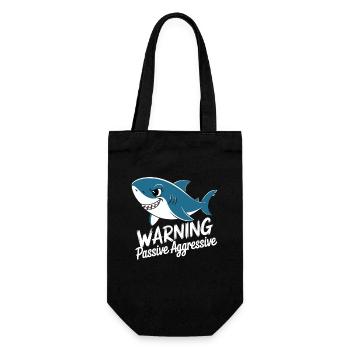 Warning of passive aggressive shark - Gift Bag for Bottles - black - Front