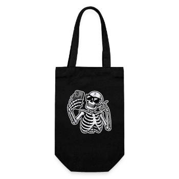 Humour Selfie Squelette Drôle Dead Bones Halloween - Sac à bouteille - noir - Devant
