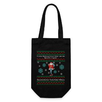 Lustiger Spruch mit Hipster Ugly Christmas - Geschenkbeutel für Flaschen - Schwarz - Vorne