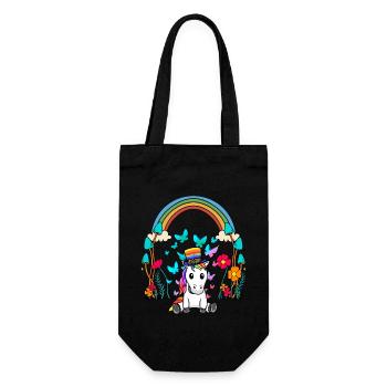 LGBT Regenbogen Regenbogenfahne Einhorn - Geschenkbeutel für Flaschen - Schwarz - Vorne