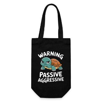 Warning: Passive, Aggressive, Turtle - Gift Bag for Bottles - black - Front