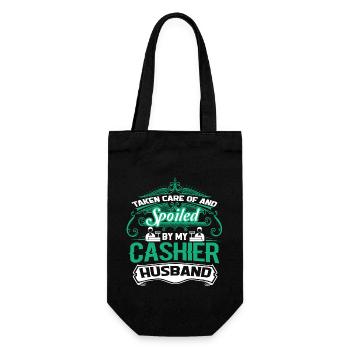 Cashier Spoiled By My Cashier - Gift Bag for Bottles - black - Front