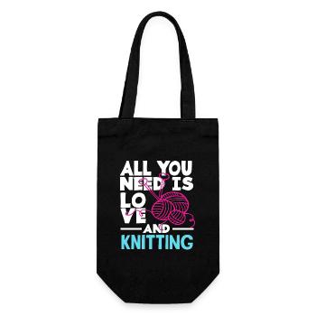 All you need is love and knitting - Gift Bag for Bottles - black - Front