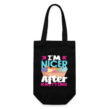 Ich Bin Nicer Nach Stricken - Geschenkbeutel für Flaschen - Schwarz - Vorne