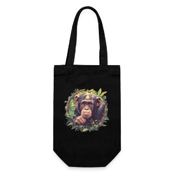 Chimpanzee Schimpansen Schimpanse - Geschenkbeutel für Flaschen - Schwarz - Vorne