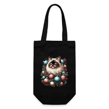 Ragdoll Weihnachtsball Katze Liebhaber Ragdolls Katzen - Geschenkbeutel für Flaschen - Schwarz - Vorne